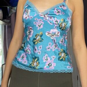 Vintage Floral Blue Camisole Top